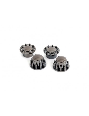 Traxxas Center caps, 2.2" TRX-6 Big Rig wheels, black chrome (front (2), rear (2))