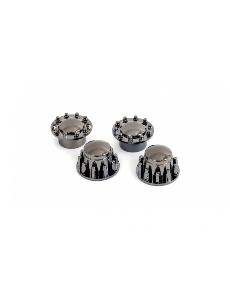 Traxxas Center caps, 2.2" TRX-6 Big Rig wheels, black chrome (front (2), rear (2))