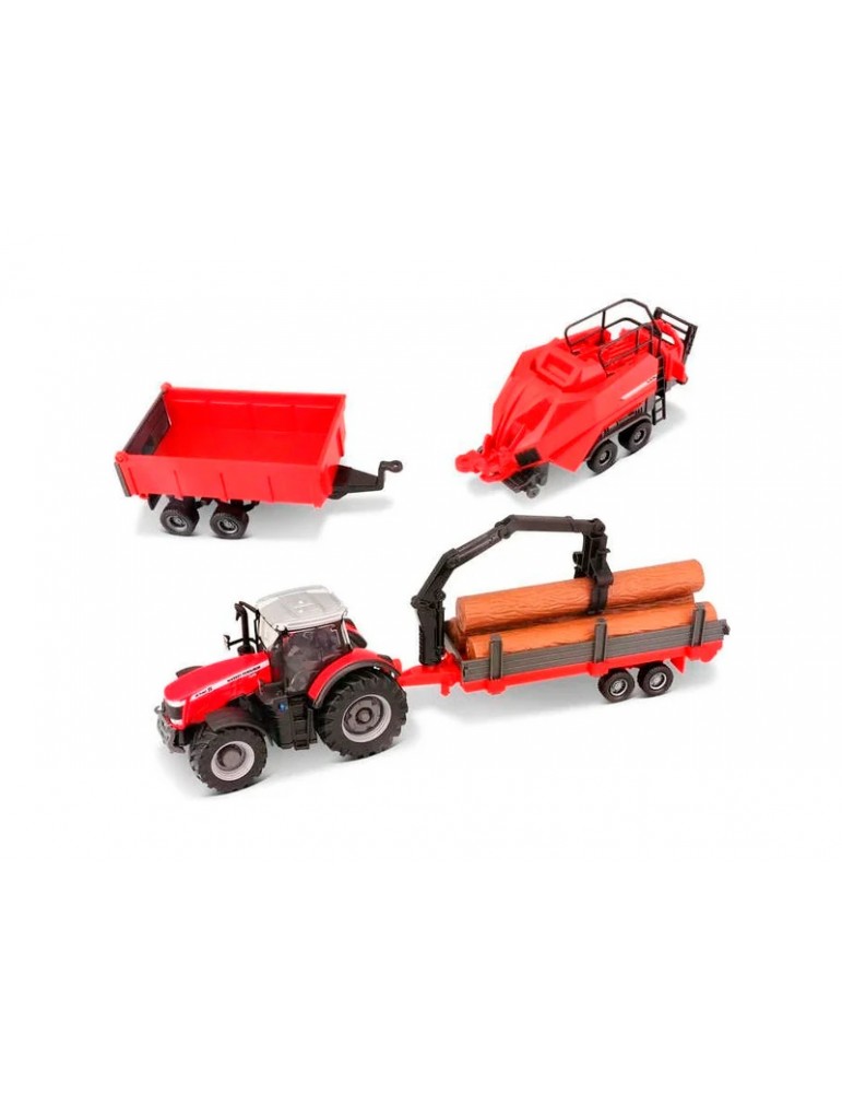 Bburago Massey Ferguson 8740S with accessories (gift set)