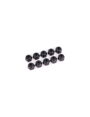 Traxxas Nuts, 4mm nylon locking, black (10)