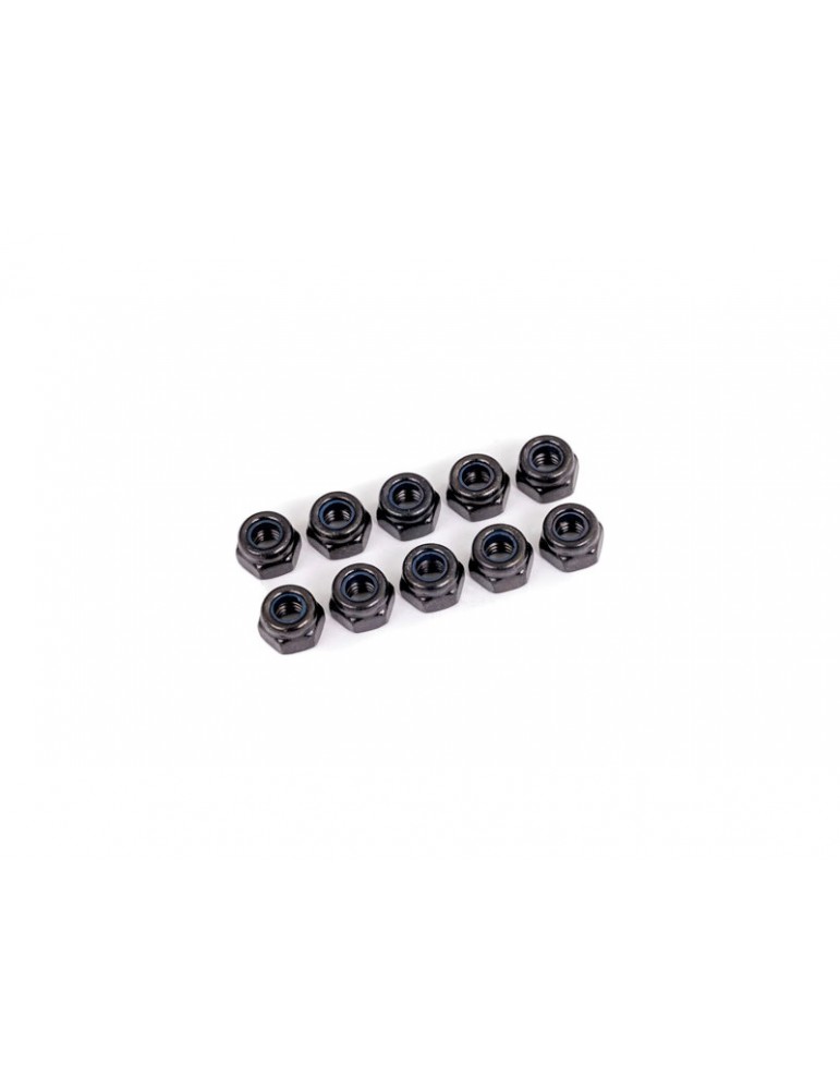Traxxas Nuts, 4mm nylon locking, black (10)