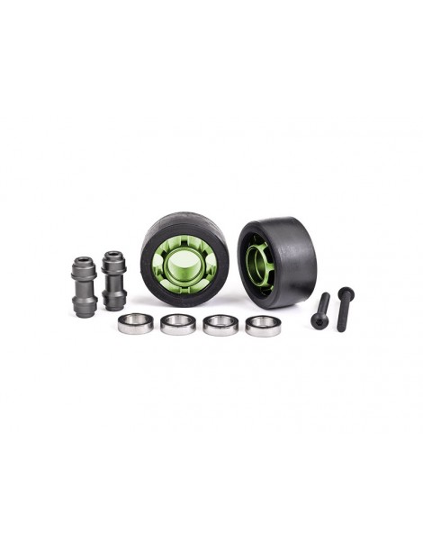 Traxxas Wheels, wheelie bar, aluminum (green-anodized) (2)