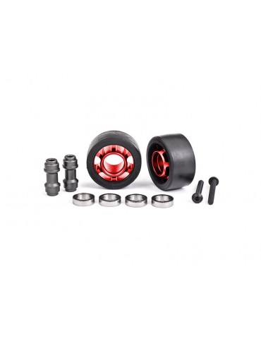 Traxxas Wheels, wheelie bar, aluminum (red-anodized) (2)