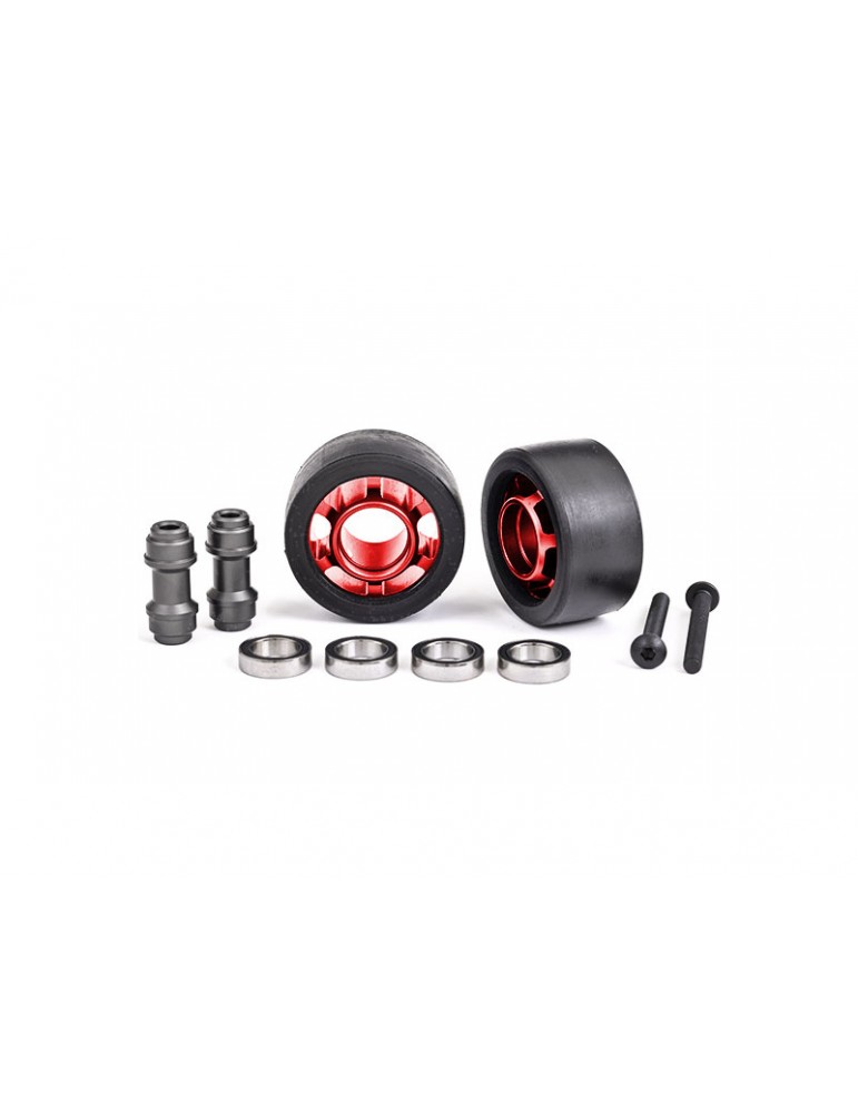 Traxxas Wheels, wheelie bar, aluminum (red-anodized) (2)