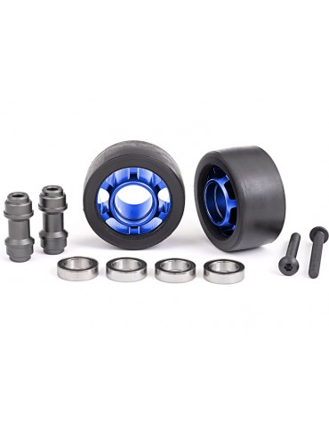 Traxxas Wheels, wheelie bar, aluminum (blue-anodized) (2)