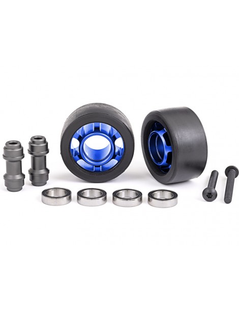 Traxxas Wheels, wheelie bar, aluminum (blue-anodized) (2)