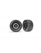 Traxxas Tires & wheels, XRT Race black wheels, Gravix tires, foam inserts (left & right)