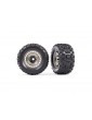 Traxxas Tires and wheels 3.8", satin black chrome wheels w/ covers, Sledgehammer tires (2)
