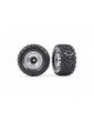 Traxxas Tires and wheels 3.8", satin chrome wheels w/ covers, Sledgehammer tires (2)