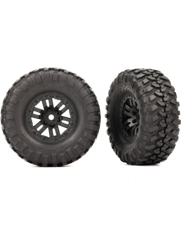 Traxxas Tires & wheels 1.0", black wheels, Canyon Trail tires (2)