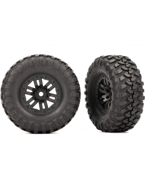 Traxxas Tires & wheels 1.0", black wheels, Canyon Trail tires (2)