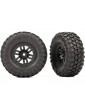 Traxxas Tires & wheels 1.0", black wheels, Canyon Trail tires (2)
