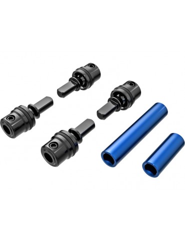 Traxxas Driveshafts, center, male (4)/ driveshafts, center, female, aluminum (blue-anodized)
