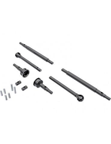 Traxxas Axle Shafts, front and rear (2)/ stub axles, front (2) (hardened steel)