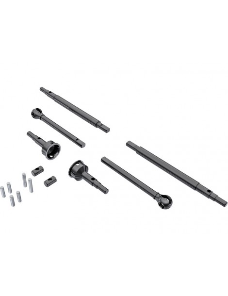 Traxxas Axle Shafts, front and rear (2)/ stub axles, front (2) (hardened steel)