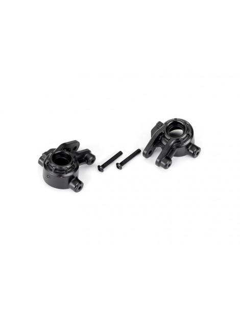 Traxxas Steering blocks, extreme heavy duty, black (left & right) (for use with 9080)