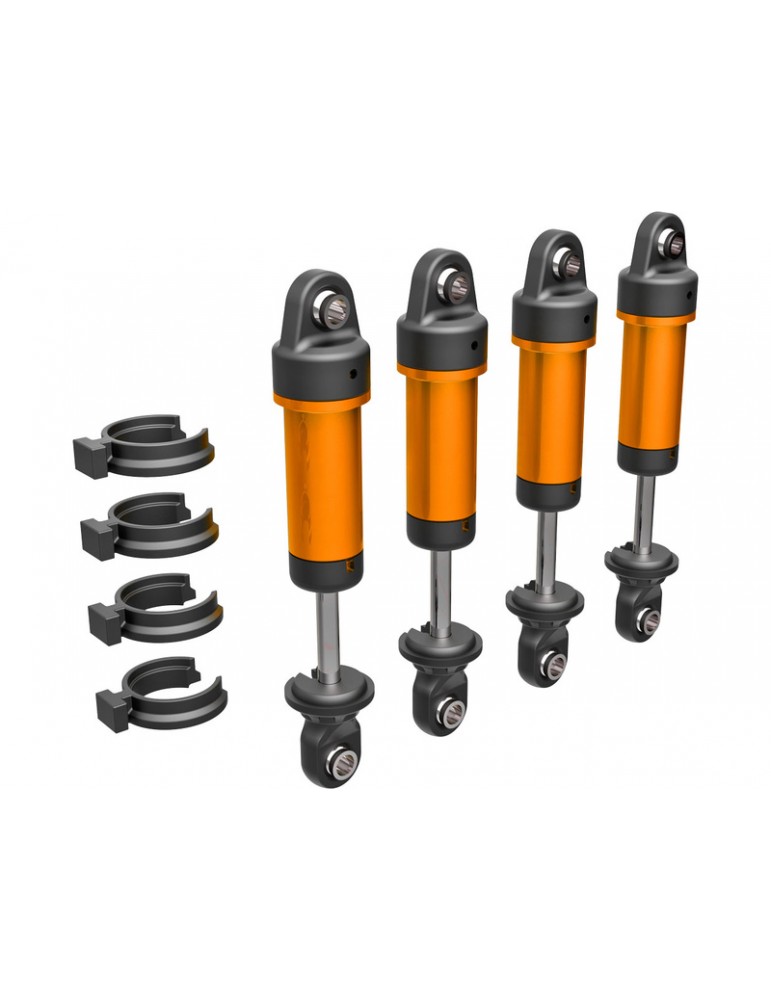 Traxxas Shocks, GTM, aluminum (orange-anodized) (fully assembled w/o springs) (4)