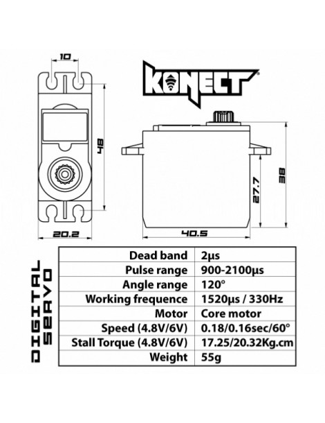 KONECT 21 kg Digital servo (21kg-0,16s/60 )