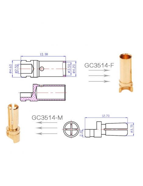 Amass GC-3514 3,5 mm Golden Bullet jungtis