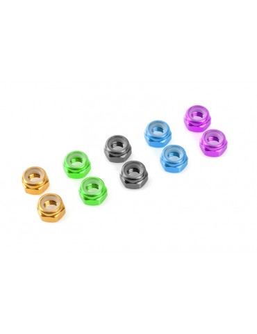 Team Corally - Aluminium Nylstop Nut - M2 - Purple - 10 pcs