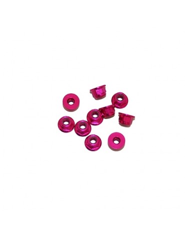 M3 Alu Flanged Nylon Lock Nuts Pink, 10 Pcs.