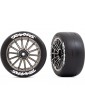 Traxxas Tires and wheels 2.0", multi-spoke black chrome wheels, slick tires (rear) (2)
