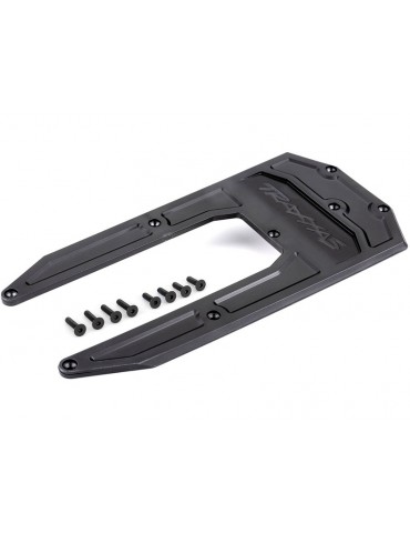Traxxas Skidplate, chassis, black (fits Sledge)