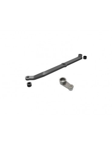 Traxxas Steering link, 6061-T6 aluminum (dark titanium-anodized)/ servo horn, metal/ spacers (2)