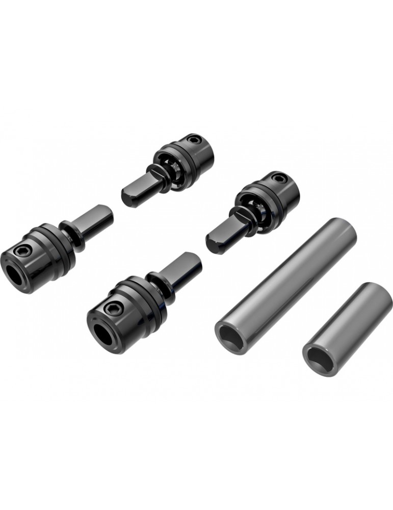 Traxxas Driveshafts, center, male (4)/ driveshafts, center, female, aluminum (dark titanium-anodized