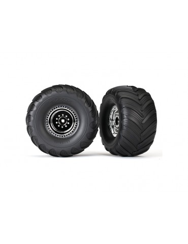 Traxxas Wheels 3.0/2.0", chrome wheels, Terra Groove tires, foam inserts (2)