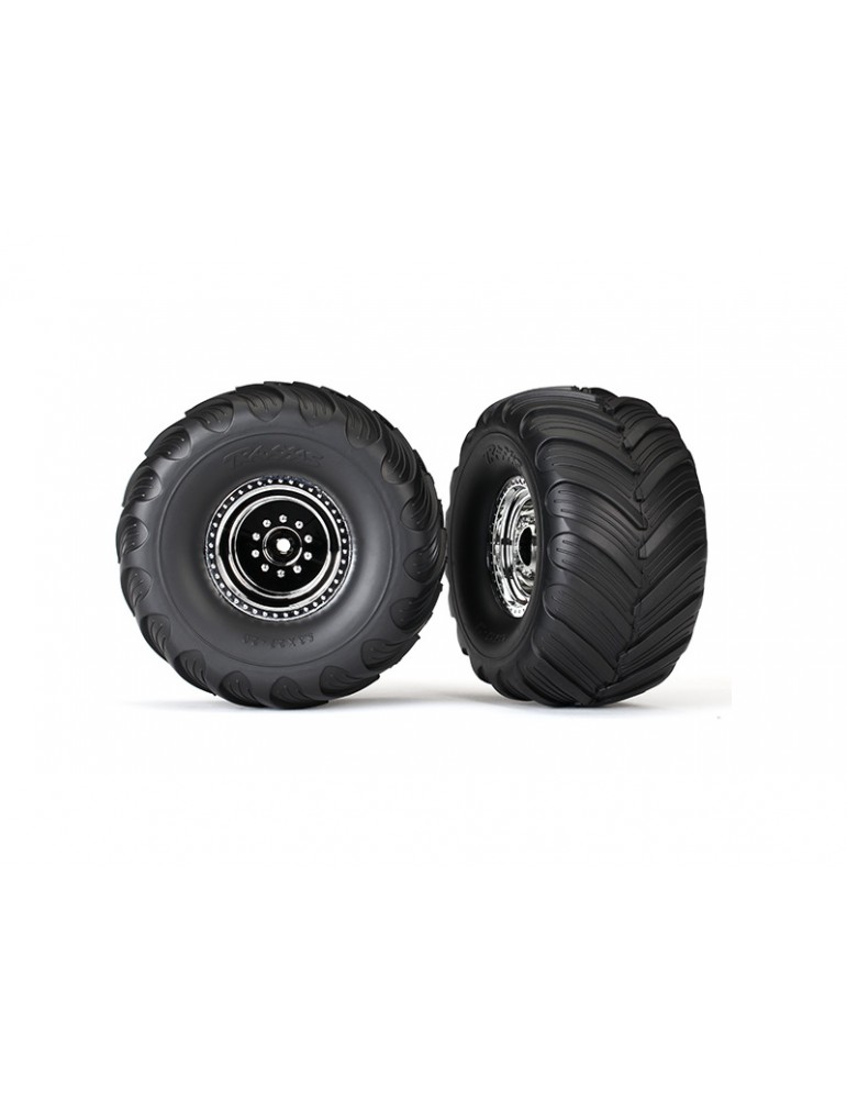 Traxxas Wheels 3.0/2.0", chrome wheels, Terra Groove tires, foam inserts (2)