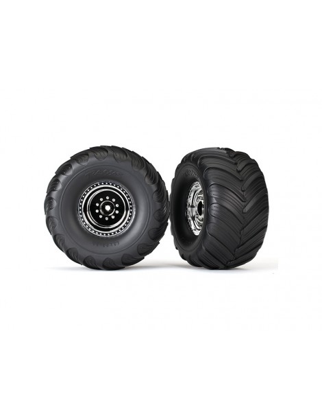 Traxxas Wheels 3.0/2.0", chrome wheels, Terra Groove tires, foam inserts (2)