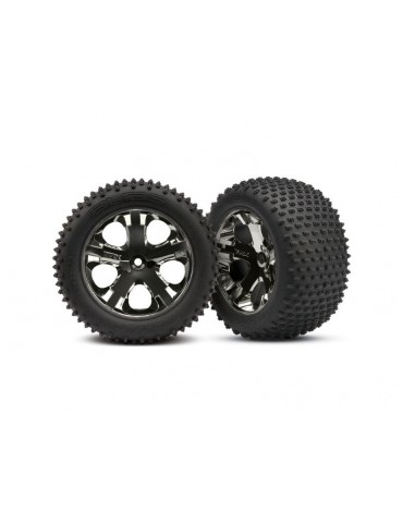 Traxxas Tires & wheels 2.8", All-Star black chrome wheels, Alias tires (2) (rear)