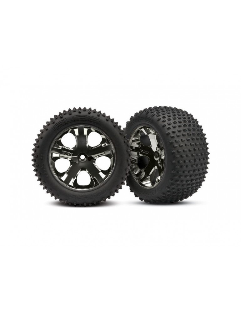 Traxxas Tires & wheels 2.8", All-Star black chrome wheels, Alias tires (2) (rear)