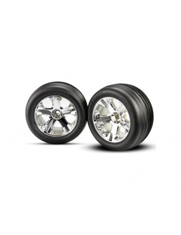 Traxxas Tires & wheels 2.8", All-Star chrome wheels, Ribbed tires (2) (electric front)