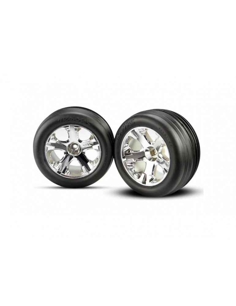 Traxxas Tires & wheels 2.8", All-Star chrome wheels, Ribbed tires (2) (electric front)