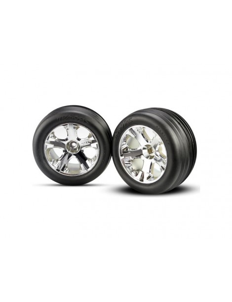 Traxxas Tires & wheels 2.8", All-Star chrome wheels, Ribbed tires (2) (electric front)