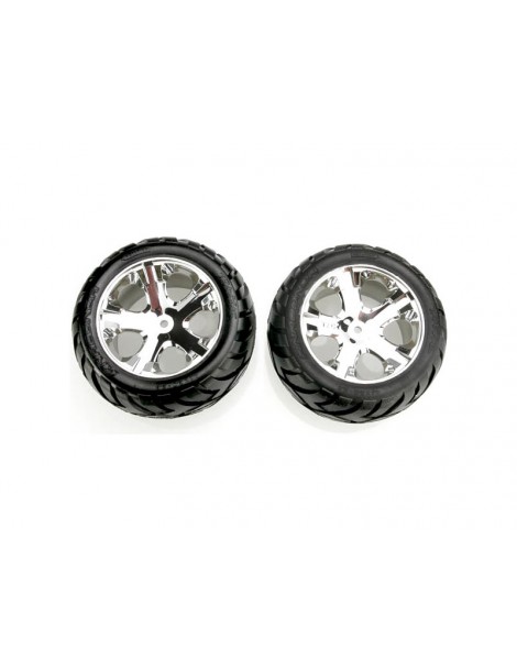 Traxxas Tires & wheels 2.8", All Star chrome wheels, Anaconda tires (pair) (electric rear)