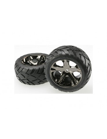 Traxxas Tires & wheels 2.8", All Star black chrome wheels, Anaconda tires (pair) (electric rear)