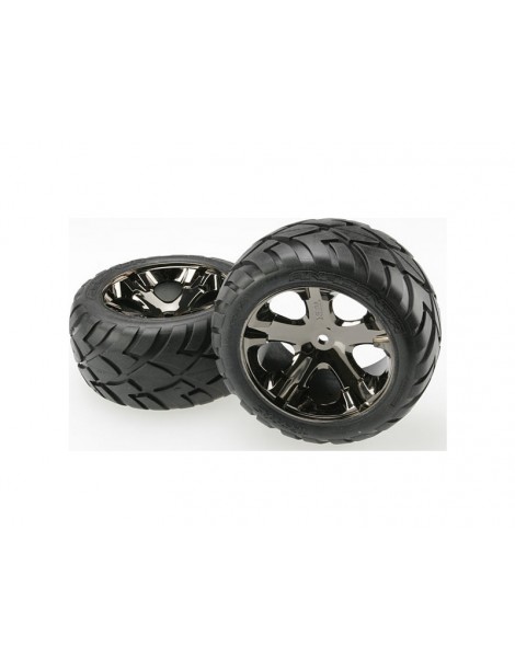 Traxxas Tires & wheels 2.8", All Star black chrome wheels, Anaconda tires (pair) (electric rear)