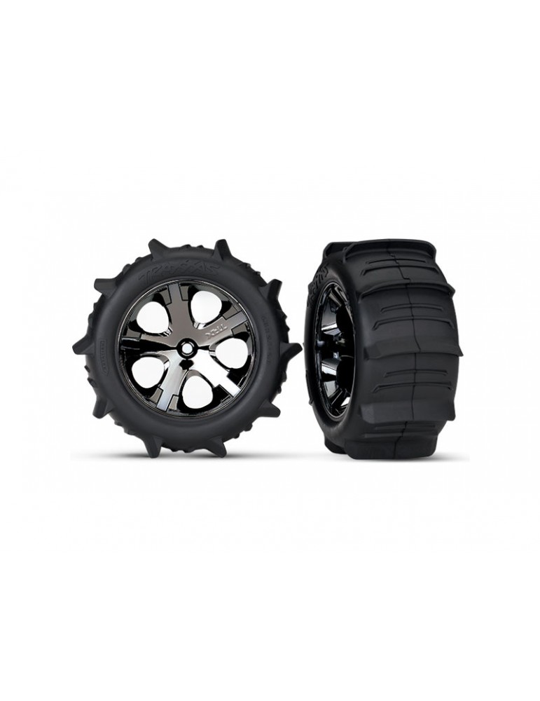 Traxxas Tires & wheels 2.8" All-Star black chrome / Paddle (2)
