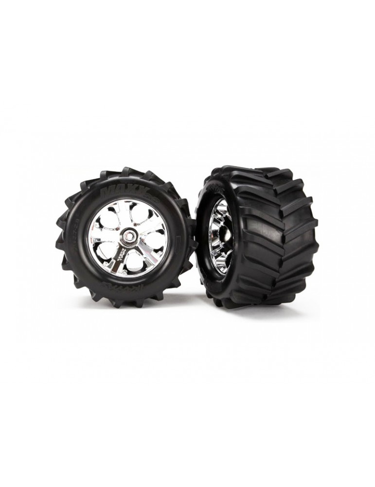 Traxxas Wheels 2.8" All-Star chrome, Maxx tires, foam inserts (2)