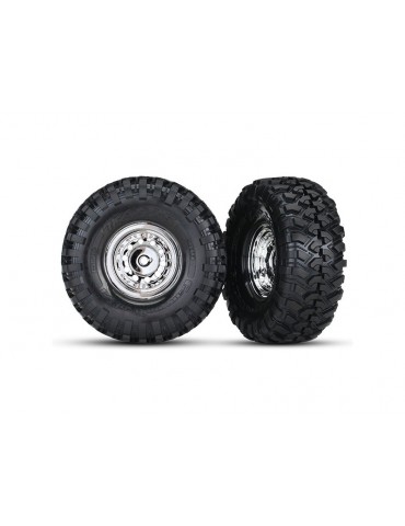 Traxxas Wheels & tires 1.9", chrome wheels, Canyon Trail tires (pair)