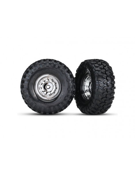 Traxxas Wheels & tires 1.9", chrome wheels, Canyon Trail tires (pair)