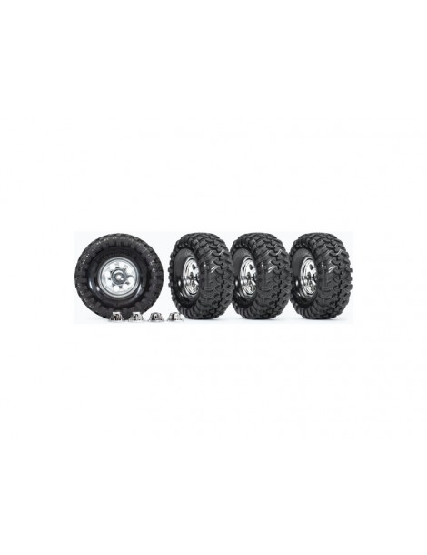 Traxxas Tires and wheels 1.9", classic chrome wheels, Canyon Trail tires (4)