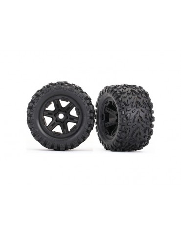 Traxxas Tires & wheels 3.8", black wheels, Talon EXT tires (pair)