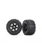 Traxxas Tires & wheels 3.8", black wheels, Talon EXT tires (pair)