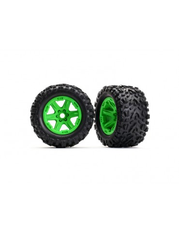 Traxxas Tires & wheels 3.8", green wheels, Talon EXT tires (pair)