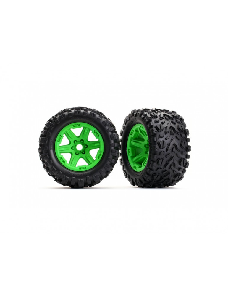 Traxxas Tires & wheels 3.8", green wheels, Talon EXT tires (pair)