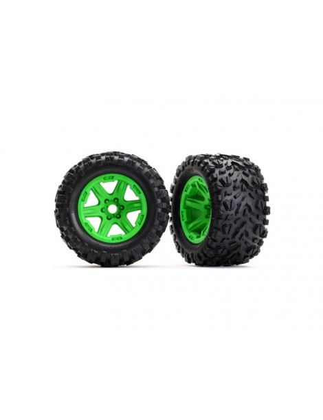 Traxxas Tires & wheels 3.8", green wheels, Talon EXT tires (pair)